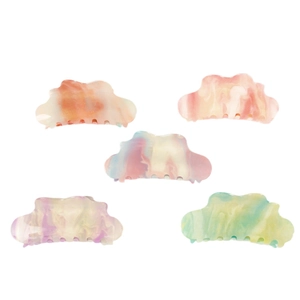 Set di 5 mollette per capelli a forma di nuvola con sfumature pastello ed effetto marmo