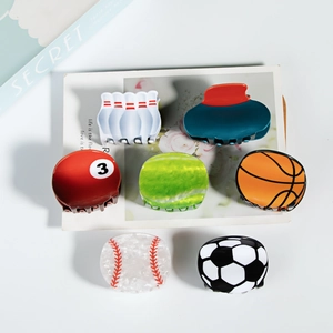 Kreative Sportball Haarkralle PVC Basketball Fußball Billard Bowling Baseball Muster Haarschmuck Für Damen