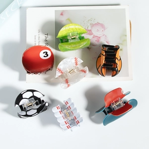 Haarklammern Set mit Sportball und Fruchtmotiven wie Fußball und Basketball Designs