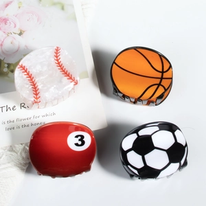 Cartoon Sportball Haarklammern Set mit Baseball Basketball Billard und Fußball Designs