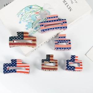 Set di 6 mollette per capelli con bandiera americana in forme rettangolari e quadrate