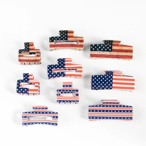 Set di 9 mollette per capelli con bandiera americana in varie dimensioni e forme