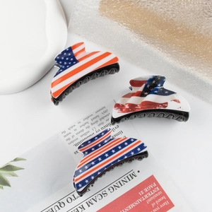 Lot de 3 pinces à cheveux drapeau américain avec étoiles et rayures pour le 4 juillet