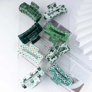 8Pcs St. Patrick's Day green clover claw clips set for hair accessories