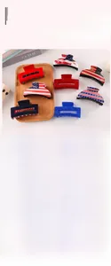 Détails des pinces à cheveux de 8cm motif drapeau américain étoiles et rayures