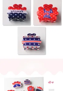 Dettagli di fermagli per capelli a fiore con motivi della bandiera americana per luglio