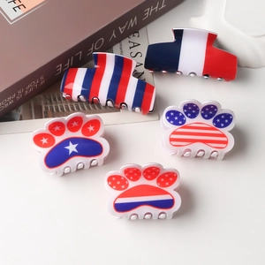 Set di 5 mollette per capelli patriottiche rosso bianco blu con stelle strisce e zampe