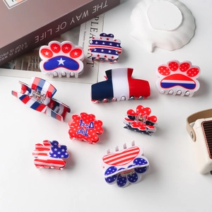 Set di mollette per capelli per l'Independence Day con motivi a stelle e strisce USA
