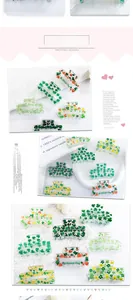 Detailed macro view of St. Patrick's Day hair claw clips with green clover patterns