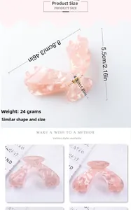 Pink marble pattern butterfly claw clip with detailed size dimensions 8.8cm in length