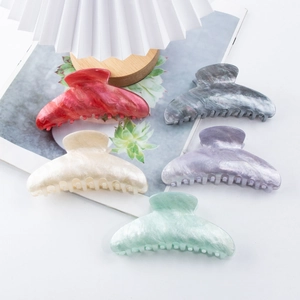 5-piece set of elegant marble acrylic hair claw clips with glitter in assorted colors