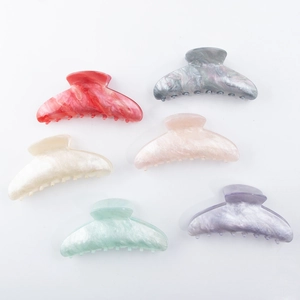 Set of six large marble pattern acrylic shark hair clips in assorted elegant colors