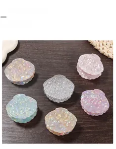 Set of six colorful shell-shaped PVC hair claw clips with decorative mini pearls