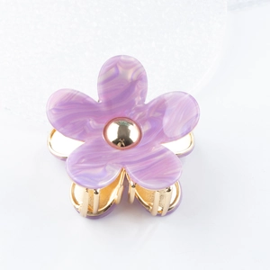 Pinza per capelli a fiore viola effetto marmo con finiture in metallo dorato