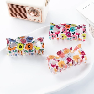Lot de 3 pinces à cheveux à motif floral coloré et design en forme de nœud