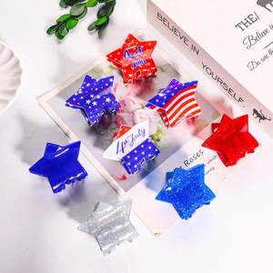 Lot de pinces à cheveux étoiles du 4 juillet avec motifs drapeau américain et paillettes
