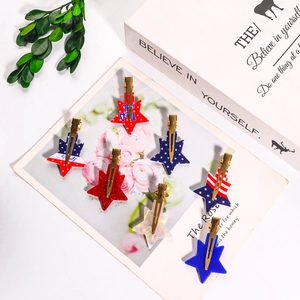 Set de 7 pinces à cheveux étoiles pour la fête nationale avec motifs drapeaux