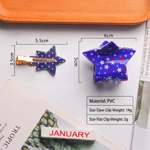 Lot de pinces à cheveux étoiles bleues avec motifs patriotiques du 4 juillet