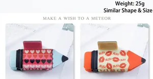 Detailed view of pencil-shaped hair clips with heart and XOXO patterns, weight 25 grams