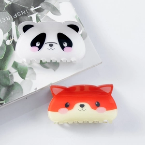 Niedliche Panda- und Fuchs-Haarspangen aus Acryl, 8 cm Zeichentrick-Haarschmuck für Mädchen