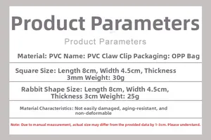 Detailed product specifications and size parameters for PVC American flag hair claw clips
