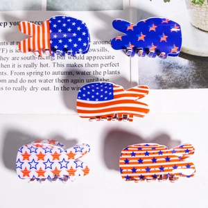 Five-piece set of American flag patterned V-shaped hair claw clips for women
