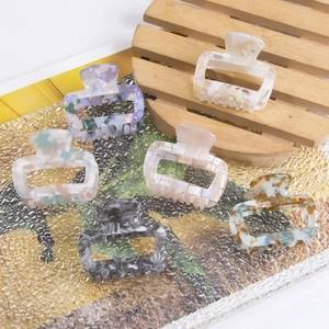 6er-Set Vintage-Haarklammern, quadratisch hohl, mit Marmor- und Schachbrett-Acetatmuster