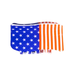 Rectangle hair claw clip with American flag stars and stripes pattern in resin finish