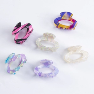 Lot de 6 mini pinces à cheveux ovales évidées aux motifs colorés et variés