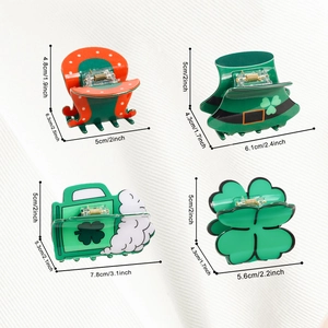 St. Patrick's Day clover and festive hat hair claws with dimensions and spring clips