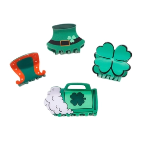 St. Patrick's Day 4-piece hair claw set with clover, beer mug and green hat designs