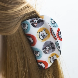 Große Haarspange mit Cartoon-Hunde-Print stilvolles Herbst-Haar-Accessoire für Damen