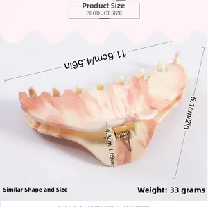 Detailed size chart for pink marble hair claw clip measuring 11.6cm with 33g weight