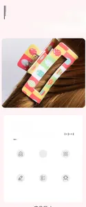 Detail view of square hair claw clip featuring vintage Easter egg and plaid patterns