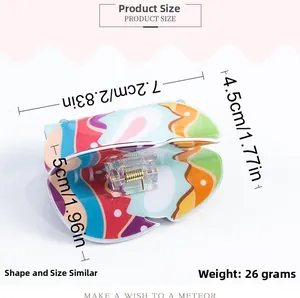 Detailed size specifications for the Easter egg cartoon PVC hair claw clip accessory