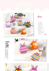 Detail of bunny ear hair claws featuring floral patterns and a colorful 6-piece set design