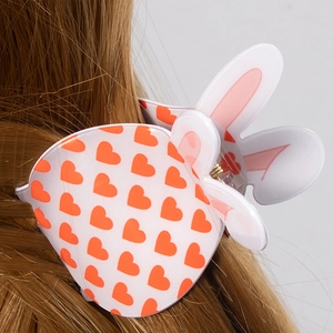 Easter floral bunny hair claw clip in white acrylic with red hearts for women