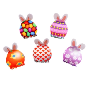 Five pack of rabbit ear hair claws with floral patterns for Easter accessories
