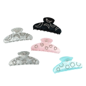 Set de 5 pinces à cheveux en acrylique avec strass et texture marbrée pour femmes