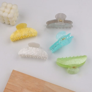 Set of 5 pastel macaron large claw clips with marble texture for French style updos