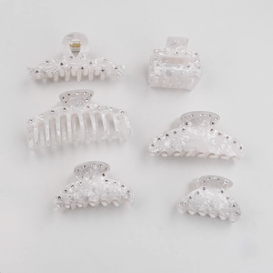 Lot de 6 pinces à cheveux en acrylique à motif marbré avec strass pour diverses coiffures