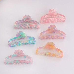 Lot de six pinces à cheveux en acétate de 10 cm avec texture marbrée et prise ferme