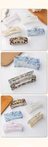 Close-up of colorful acetate claw clips featuring tortoise and marble patterns