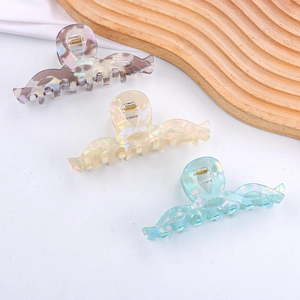 Eleganti mollette per capelli ondulate in grigio-viola, giallo crema e blu ghiaccio