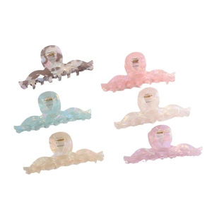 Set di 6 mollette per capelli ondulate con finitura iridescente e trama marmorizzata