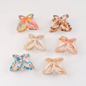 Set of 6 colorful butterfly hair claws in acetate with elegant pearlescent finishes