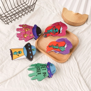 Alien spaceship themed PVC hair claw clips set with creative UFO designs for women