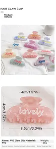 Détails de pinces à cheveux en PVC coloré avec lettrage Summer et tableau des tailles
