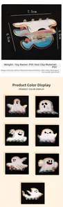 Détail de la pince à cheveux fantôme d'Halloween 7,5cm avec effet arc-en-ciel