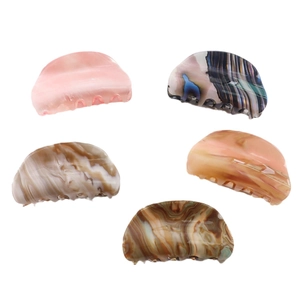 5-piece set of semi-circular acetate hair claws with marble and ink texture patterns
